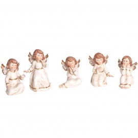 Statue anges en porcelaine set de cinq pièces - 10 cm