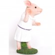 Statue cochon rose habillé d'une robe en résine - 34 cm