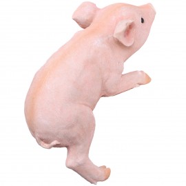 Statue cochon rose grimpeur en résine - 27 cm