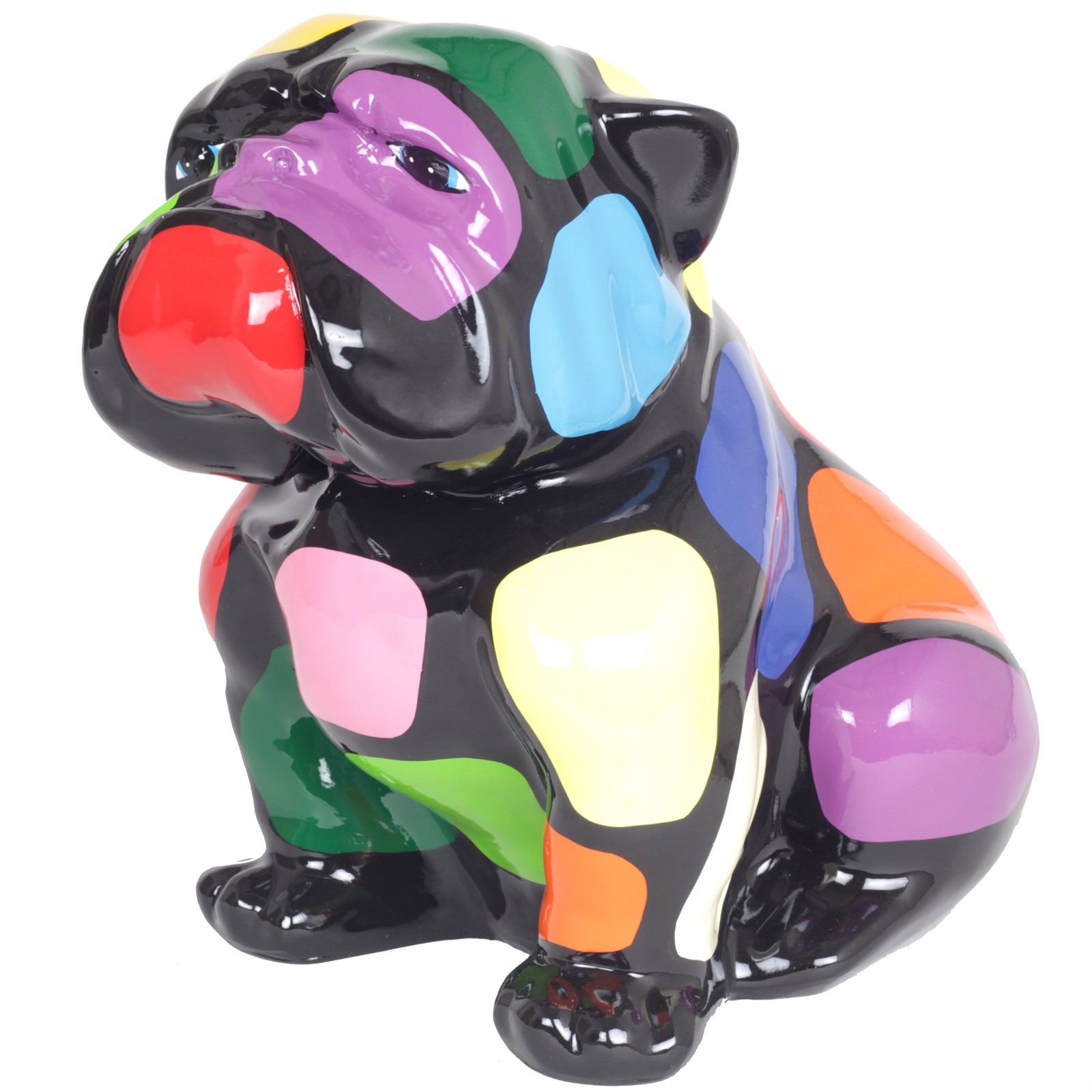 Statue Résine Bouledogue Anglais Multicolore - Style Vidal - 31 Cm - Neuf