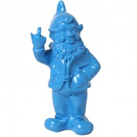 Statue en résine NAIN de jardin doigt d'honneur bleu - 33 cm