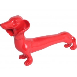 Statue chien teckel rouge en résine - 40 cm