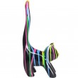 Statue chat multicolore (Polo) en résine fond noir - 34 cm
