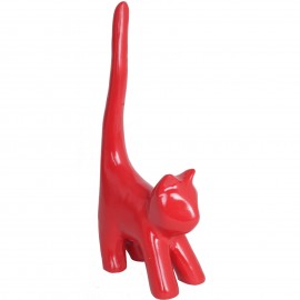 Statue chat rouge en résine (Aimé) - 34 cm