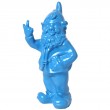 Statue en résine NAIN de jardin doigt d'honneur bleu - 33 cm