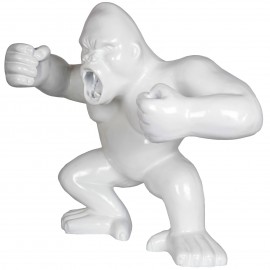 Statue en résine Donkey Kong gorille singe debout blanc (Abel) - 80 cm