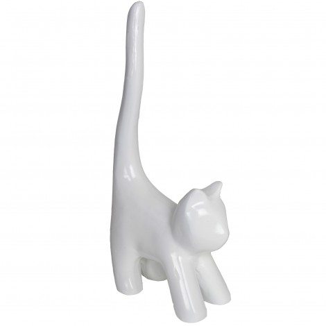 Statue chat blanc en résine (Gabriel) - 34 cm