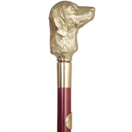 Canne de marche de luxe statue tête de chien en laiton - 90 cm