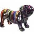 Statue en résine chien bouledogue anglais multicolore fond noir (Firmin) - 94 cm