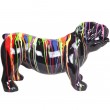 Statue en résine chien bouledogue anglais multicolore fond noir (Firmin) - 94 cm