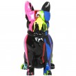 Statue chien bouledogue Français à lunette multicolore en résine (Roger) - 37 cm