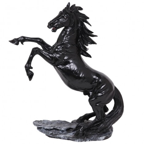 Statue en résine CHEVAL cabré noir - 90 cm