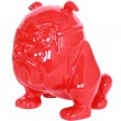 Statue chien bouledogue Anglais motard rouge en résine (Florent) - 26 cm