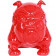 Statue chien bouledogue Anglais motard rouge en résine (Florent) - 26 cm