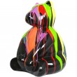 Statue en résine ours assis multicolore fond noir (Jules) - 70 cm
