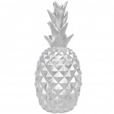 Statue ananas argenté en résine - 65 cm