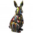 Statue en résine Lapin multicolore fond noir (Julien) - 107 cm
