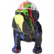 Statue en résine chien bouledogue anglais multicolore fond noir (Félix) - 85 cm