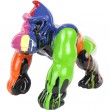 Statue gorille résine singe multicolore fond noir (Nicolas) - 45 cm