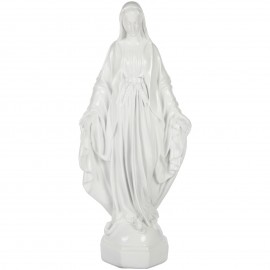 Statue religieuse vierge marie en résine laqué blanc - 96 cm