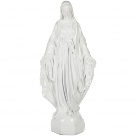 Statue religieuse vierge marie en résine laqué blanc - 96 cm