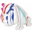 Statue en résine chien bouledogue anglais multicolore fond blanc avec collier (Bob) - 77 cm