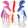 Statue en résine chien bouledogue anglais multicolore fond blanc avec collier (Bob) - 77 cm