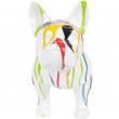 Statue en résine bouledogue Français multicolore fond blanc (John) - 30 cm