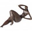 Statue érotique en bronze femme ronde allongée nue - 24 cm