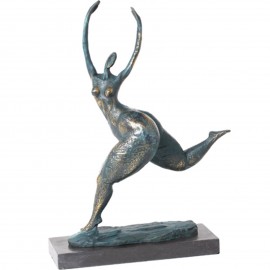 Statue érotique en bronze femme ronde qui danse nue - 47 cm