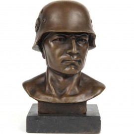 Statue en bronze tête de soldat - 15 cm