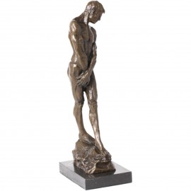 Statue érotique en bronze homme nu qui cache son sexe - 49 cm