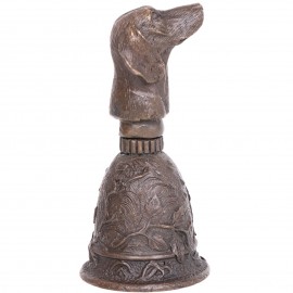 Cloche de table en bronze clochette sonnette statue tête de chien basset - 10 cm