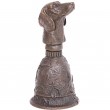 Cloche de table en bronze clochette sonnette statue tête de chien basset - 10 cm