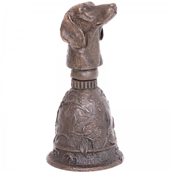 Cloche de table en bronze clochette sonnette statue tête de chien b