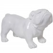 Statue en résine chien bouledogue anglais blanc aspect lisse - 60 cm