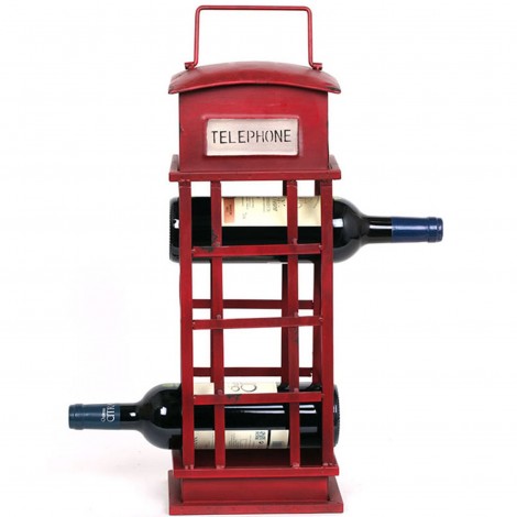 Porte-bouteille cave à vin en fer cabine téléphonique anglaise - 55 cm