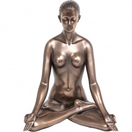 Statue érotique femme nue en résine position du lotus - 14 cm