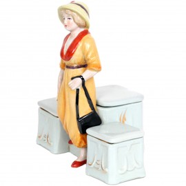 Service à condiment en porcelaine statue femme élégante sel et poivre moutarde - 15 cm