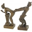 Statue érotique en bronze femme nue et faune - 10 cm