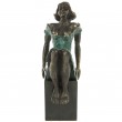 Statue double patine bronze jeune fille a la robe verte - 19 cm