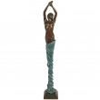 Statue érotique en bronze femme au voile bleu - 47 cm