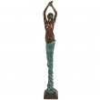 Statue érotique en bronze femme au voile bleu - 47 cm