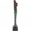 Statue érotique en bronze femme au voile bleu mains le long du corps - 48 cm