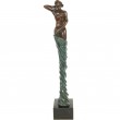 Statue érotique en bronze femme au voile bleu mains derrière - 45 cm