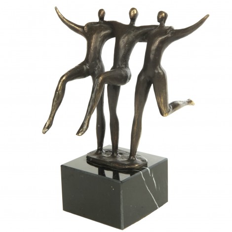 Statue patine bronze antique trois hommes - 20 cm
