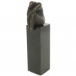 Statue patine bronze antique homme assis sur colonne - 17 cm