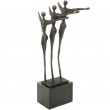Statue patine bronze trois hommes en file indienne - 25 cm