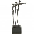 Statue patine bronze trois hommes en file indienne - 25 cm