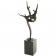 Statue patine bronze trois hommes sur le même pied - 33 cm